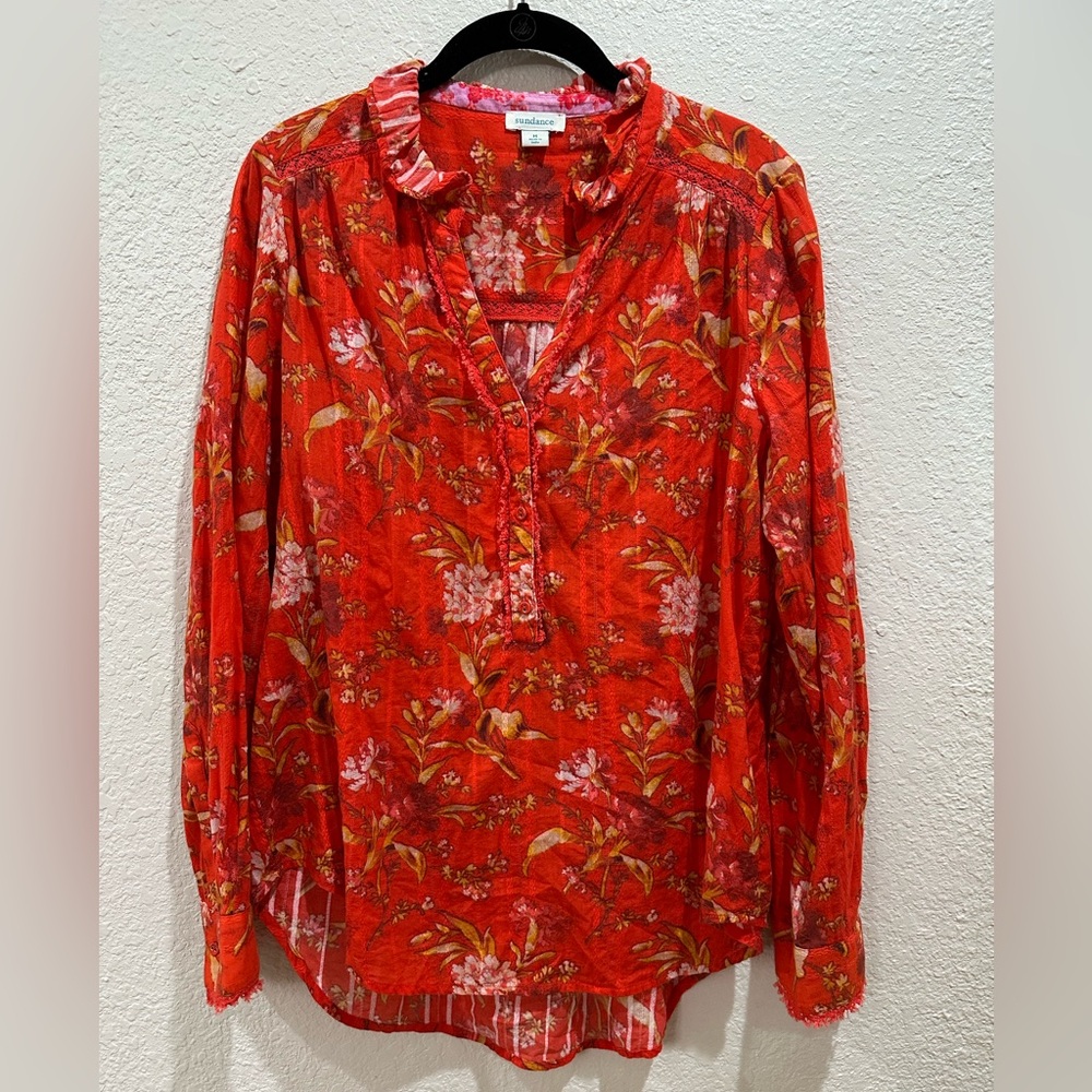 SALE! Sundance Womens Floral Red Women's blouse - M